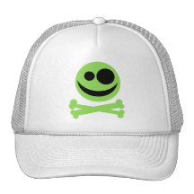 Skull and Crossbones. Green and Black. Trucker Hat