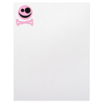 Skull and Crossbones. Pink and Black. Letterhead Template