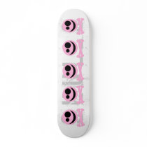 Skull and Crossbones. Pink and Black. Custom Skate Board