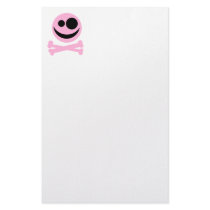 Skull and Crossbones. Pink and Black. Personalized Stationery