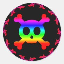 Skull and Crossbones Rainbow Sticker