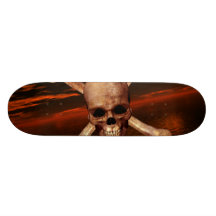 Skull and Crossbones w/Red Sky Background Skateboard Decks