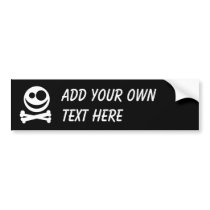 Skull and Crossbones. White and Black. Bumper Sticker