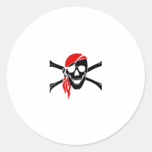 Skull And Crossbones With Bandana Round Sticker