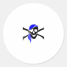 Skull And Crossbones With Bandana Round Stickers