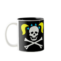 Skull and Crossbones With Pigtails Coffee Mugs