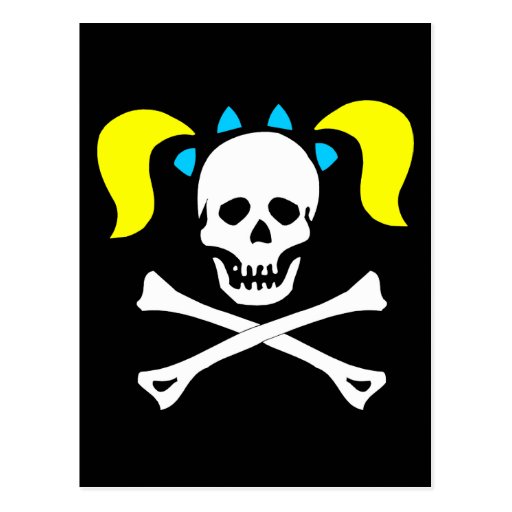 Skull and Crossbones With Pigtails Post Card