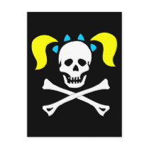Skull and Crossbones With Pigtails Post Card