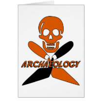 Skull and Crossed Trowels Archaeology Greeting Cards