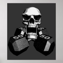 Skull and Dumbbells Poster