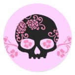 Skull and Pink Flower Pattern Stickers