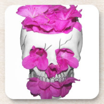Skull and Pink Flowers Coaster