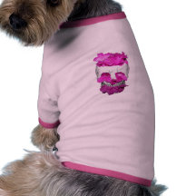 Skull and Pink Flowers Pet Tee