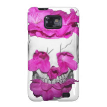 Skull and Pink Flowers Samsung Galaxy S2 Cover
