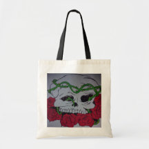 skull and roses canvas bags