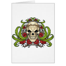 Skull and Roses with Crown Of Thorns by Al Rio Greeting Card