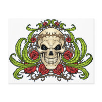 Skull and Roses with Crown Of Thorns by Al Rio Post Card