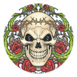 Skull and Roses with Crown Of Thorns by Al Rio stickers