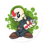 Skull Boy Round Sticker