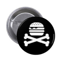 Skull-Burger and Crossbones Pin
