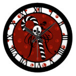 Skull Candy Cane Wallclock