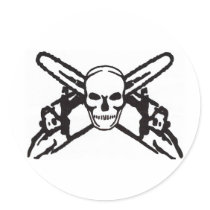 Skull & Chainsaws Round Sticker
