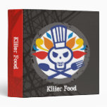 Skull chef utensils crossbones catering biz cards 3 ring binder