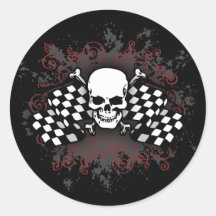 Skull-chequered flags-splat stickers