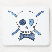 Skull & Crochet Hooks (Blue) Mouse Pads