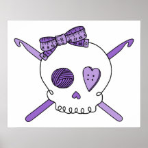Skull & Crochet Hooks (Purple) Print