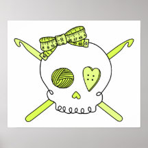 Skull & Crochet Hooks (Yellow) Posters