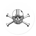 Skull & Cross Bones Football Player Round Stickers