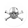 Skull & Cross Bones Football Player Round Stickers