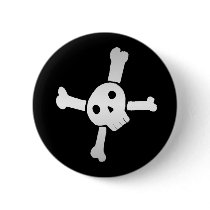 Skull Cross white Pinback Buttons