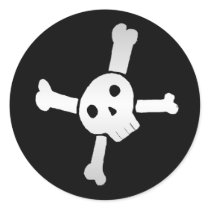 Skull Cross white Round Stickers