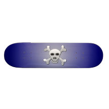 Skull & Crossbones Navy & Silver Skate Boards