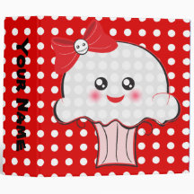 Skull Cupcake Kawaii School 2" binder