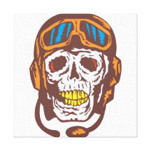 Skull Face Pilot Airman Stretched Canvas Print