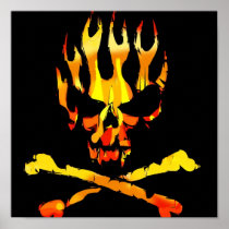 skull flames poster