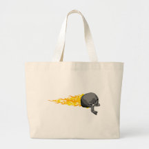 Skull Flames Tote Bags