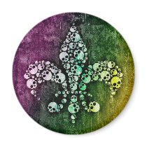 Skull Fleur De Lis Magnets
