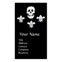 SKULL,FLEUR DE LISE /ANTIQUE PIRATES TREASURE MAPS BUSINESS CARD
