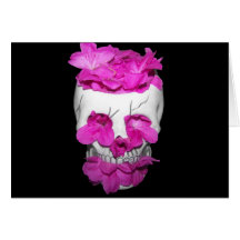 Skull Full of Pink Flowers Card