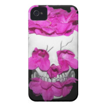 Skull Full of Pink Flowers iPhone 4 Case-Mate Cases