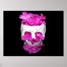 Skull Full of Pink Flowers Posters