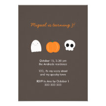 Skull Ghost Pumpkin Kids Halloween Birthday Photo Announcement