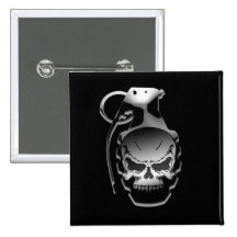 Skull Grenade Pinback Buttons