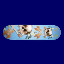 Skull-Guitar-White Rose Skateboard skateboards