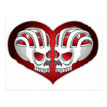 skull-heart postcards