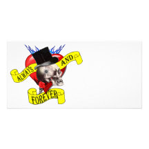 Skull & heart tattoo design personalized photo card